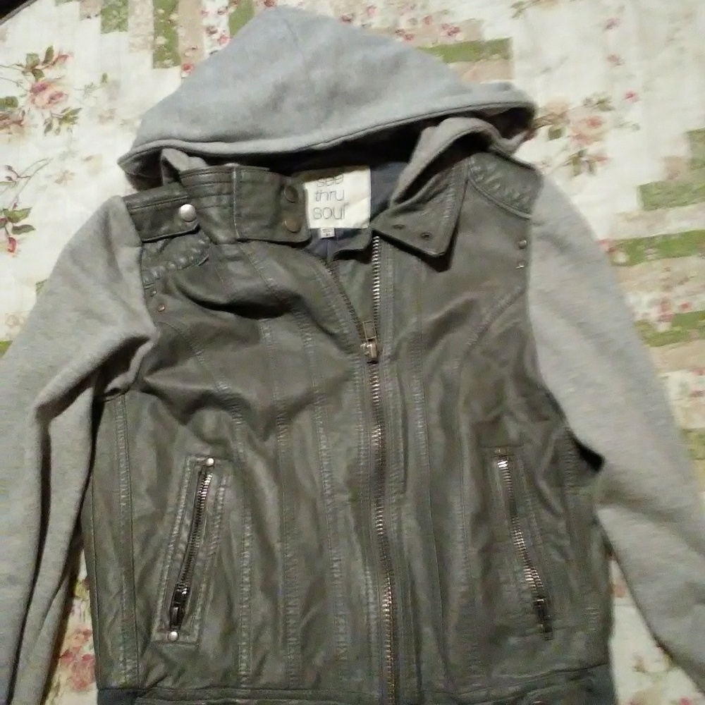 Gray leather jacket
